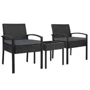 Gardeon 3PC Patio Furniture Bistro Set Wicker Outd