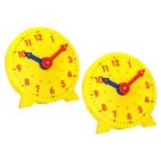 4 inch Teaching Clock Learning Time 24 Hour 2 Pointers Geared, Yellow 2pcs