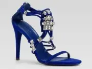 GUCCI SIGRID RUNWAY SWAROVSKI CRYSTALS COBALT SUEDE SANDALS EU 39 I LOVE SHOES