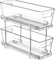 SimpleHouseware 2 Tier Narrow Clear Pull Out Cabinet Organiser, Under Sink Storage Drawer Organiser