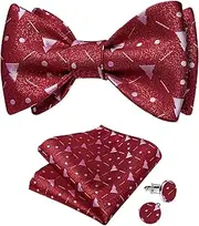 [DiBanGu] 3PCS Christmas Bow Ties for Men Tuxedo Wedding 100% Silk Men’s Self Tie Bow Tie and Pocket Square Cufflinks Set