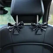 MAPLEROSE 2PCS Purse Holder for Car Hooks for Purses and Bags Cute Bow Car Seat Headrest Hooks for Car Purse Hook Hanger (Black)