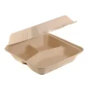 [ 200 Pack ] 3 Compartment Clam Shell Take Out Food Container 9 x 9 in.