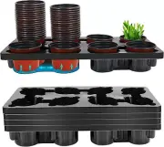 Seed Starter Tray Kit with 5PCS 8 Cell round Nursery Pots Trays and 40PCS 3.15 I