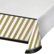 Black and Gold Plastic Banquet Tablecloth 54" x 102" Birthday Party Tableware