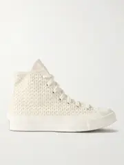 [CONVERSE] CONVERSE - Chuck 70 Crocheted And Canvas High-top Sneakers - White - UK 3 UK 3 White
