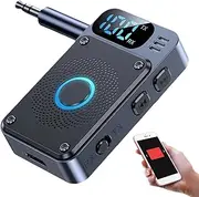 Wireless Receiver,Wireless FM Transmitter | 3.5mm Receiver Audio Converter with Digital Display for Smartphones, Headphones, Computers, Guitar, Tablets, Trucks