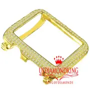 Custom Apple Watch 14K Gold On Silver Canary Lab Diamond Fit Series 2 & 3 Bezel