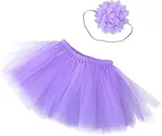 [Gadpiparty] S Colorful Tutu Skirt Elastic Flower Headband Photography Dress for Girls Soft Tulle Skirt for Dance and Birthday Parties