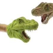 Fierce Dinosaur Hand Puppets Dino T-Rex Head Puppet Brown and Green 2 Pack New