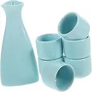 BRIGHTFUFU 1 Set Ceramic Sake Pot with Cups Elegant Retro Style Tea Wine Container for Home Decoration and Tea Party High End Ceramics Lightweight and Easy to Clean Total