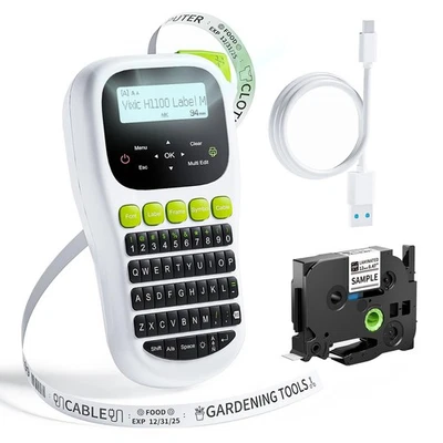 Label Maker Machine with-Tape, H1100 Handheld Label Maker Portable Labeler wi...