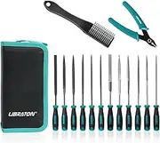 Libraton Needle File Set, Diamond Needle File Set, 14PCS Small File Set, 6 Diamond Files & 6 Carbon Steel Files with Wire Cutter, Steel Brush, Carry Bag, Jeweler File Tools for Soft Metal,Wood,Model