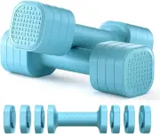 Adjustable Dumbbell Set of 2, 6 in 1 Hand Weights for Women, 0.9Kg-2.27Kg Fast A