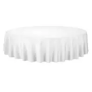 5x White TableCloth 275cm Round Fabric Cloth Linen-Look 100% Jet Spun Polyester