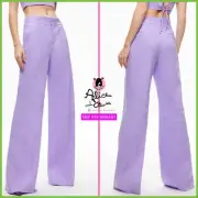 Alice + Olivia Dylan Lavender Purple High Waisted Linen Wide Leg Pants SIZE 2