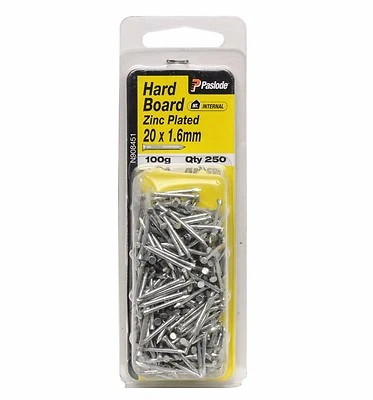 Paslode HARD BOARD NAILS 20x1.6mm Zinc Plated Steel AUS Brand- 250Pcs Or 1250Pcs