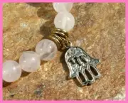 Hamsa Collection Rose Quartz Yoga Mala Bracelet Healing Hand