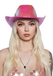 Gleam And Glow Cowboy Hat - Pink