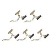 20Sets Ribbon Crimp Clamp Ends Lobster Claw Clasps & Chain 20mm Bronze Tone