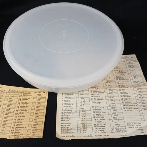 1950s Tupperware 12" Pie Taker with Receipt & order form NEW Tupper Seal