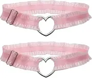 [MILUMILUU] 2PCs Adjustable Heart Lace Thigh Garter for Wedding Bride, Sexy Elastic Leg Garters Belt for Women Party