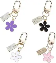 [ETERNALLOOG] 4 Pcs Women Keychain Flower Key Chain Charm Cute Small Bag Charm Car Key Ring Metal Keychain Pendant for Women Girls