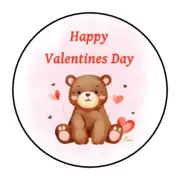 Kids Valentines day Teddy Bear Stickers, labels, tags