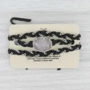 New Nina Wynn Cordelia Necklace Black Leather White Druzy Pendant NWT