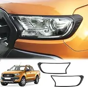 for Ford Ranger Accessories PX2 PX3 2015-2022 Headlight Cover Trim, Front Head Light Lamp Surround Frame Trims Guard Protector Car Exterior, Matte Black Pair