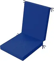 PRIMEPATIO Outdoor Patio Dining Chair Cushion, High Back Density Foam Waterproof Garden Cushions with Removable Cover, Weather Resistant Chair Seat Pad with Ties, 105x45x7cm, Navy Blue