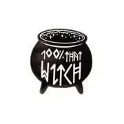 100% That Witch Enamel Lapel Pin Badge Goth Cauldron Funny Cute Pagan Wicca