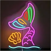 Hanging Art Neon Signs Fish Tail Neon Sign For Kids Room Decoration Dimmable Led Lights USB Aquarium Cute Wall Decor 42cmх30cm