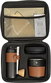 Camping Coffee Set, Coffee Travel Kit, Portable Carrying Supplies, Bean Grinding Machine, Multi-Functional Design, 8.66x7.2x4.92in, Ideal for Outdoor, Hiking, Adventure, Multicolor