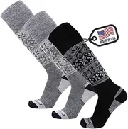 [Pure Athlete] Alpaca Ski Socks – Men Warm Wool Sock, Women Skiing, Snowboarding