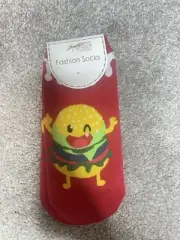 Women Girl One Size Fastfood Socks, Low Cut Ankle Length Hamburger (E023)