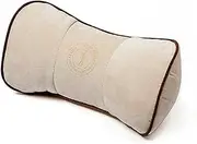 [ALIBO] Neck Pain Relief Firm Travel Pillow Car Neck Rest Back Supports with Adjustable Elastic Strap Office Chair Head Pillow Beige.1 Piece