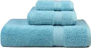 NGIRJKKLL Luxury Bath Towels Set (Pack of 3) | 1 Bath Towel, 1 Hand Towel & 1 Washcloth | 100% Combed Cotton (600 GSM) | Ultra-Soft & Absorbent | Quick-Drying & | Earth-Friendly(Aqua,3 Piece Set)