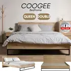 Priceworth Bed Frame Double Queen Natural Oak MDF Particle Board and Metal