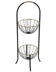 [Willow & Silk] 2 Tier Black Arch Bowl Garden Pot With Stand 67cm in Black
