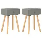 Bedside Tables 2 pcs Grey Solid Pinewood