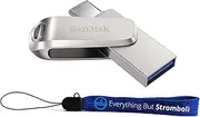 Everything But Stromboli SanDisk Ultra Dual Drive Luxe USB Type-C 512GB Flash Drive for Smartphones, Tablets, and Computers - High Speed USB 3.1 Pen Drive (SDDDC4-512G-G46) Bundle with (1) Lanyard