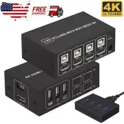 4K HDMI USB KVM Switch 4X1 4 Port Switcher with Controller Support 4 Monitors US