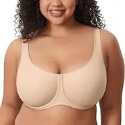 [DELIMIRA] Women's Confishape Full Coverage Bra Plus Size Supportive Underwire Unlined Comfortable Bras