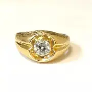 0.50 Ct Lab Grown Diamond Solitaire Ring Men's Wedding Ring 14K Yellow Gold