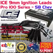 ICE PRO 100 9mm Spark Plug Leads V8 SB CHEV 350 Around R/Covers STD + Sleeves
