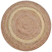 Tribal Round Jute Rug-Ripple 1108-Natural/Ivory-100x100cm