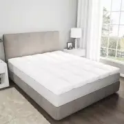 Lavish Home 4" Mattress Topper King Size Lighweight Down + Duck Feather White