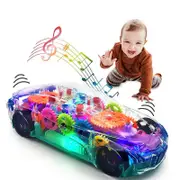 Catzon Light Up Car with Colorful Moving Gears & Music Sensory Toy for Kids