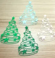 5 CHRISTMAS STAR SWIRL TREE cardstock paper die cut embellishments